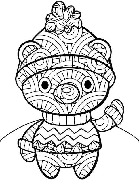 Christmas coloring page for adult and kids