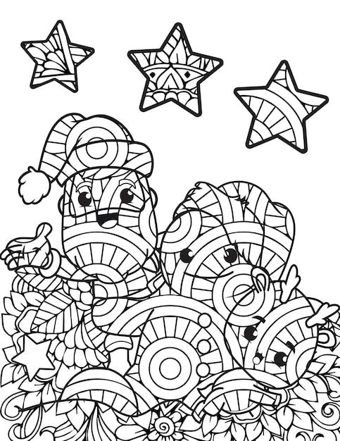 christmas coloring page for adult and kids