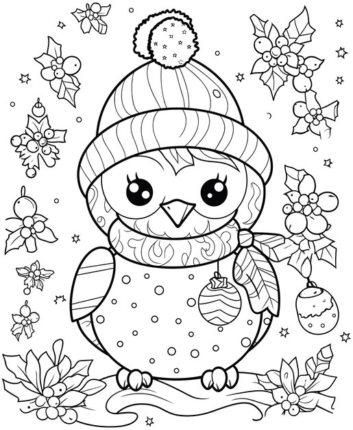 Christmas Coloring Page for Adults vector illustration