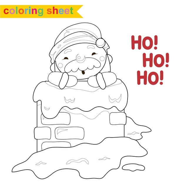 Christmas coloring page. Cute and funny cartoon characters. Coloring game for preschool children.