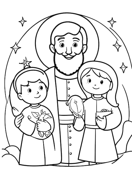 Christmas coloring page hand drawing vector art and illustration on white background