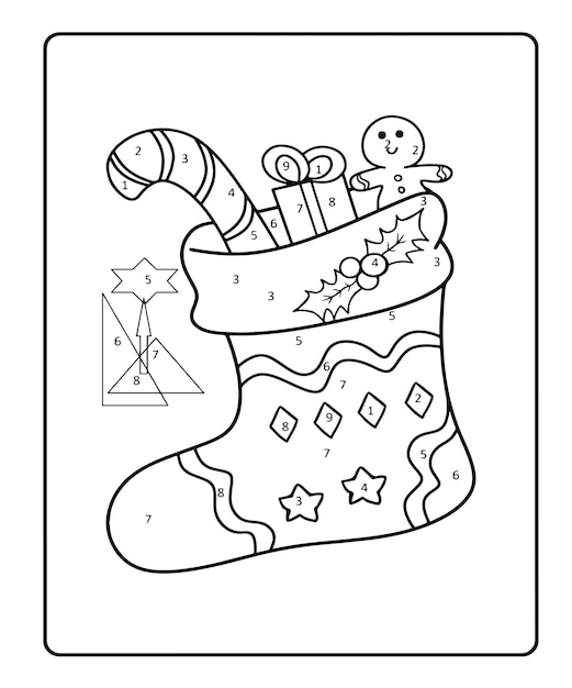 Vector christmas coloring page for kids,