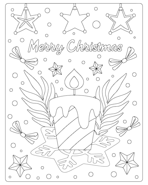 Christmas Coloring Page Premium Vector For Kids