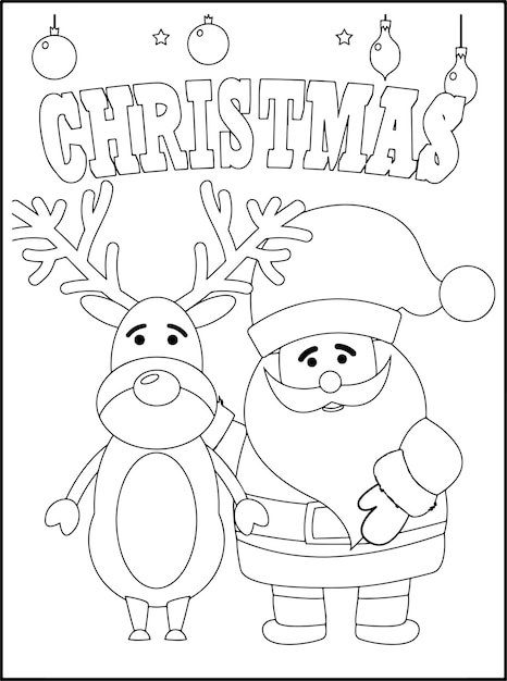 Vector christmas coloring pages for kids