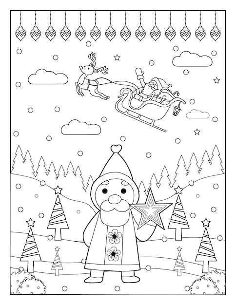 Vector christmas coloring pages for kids