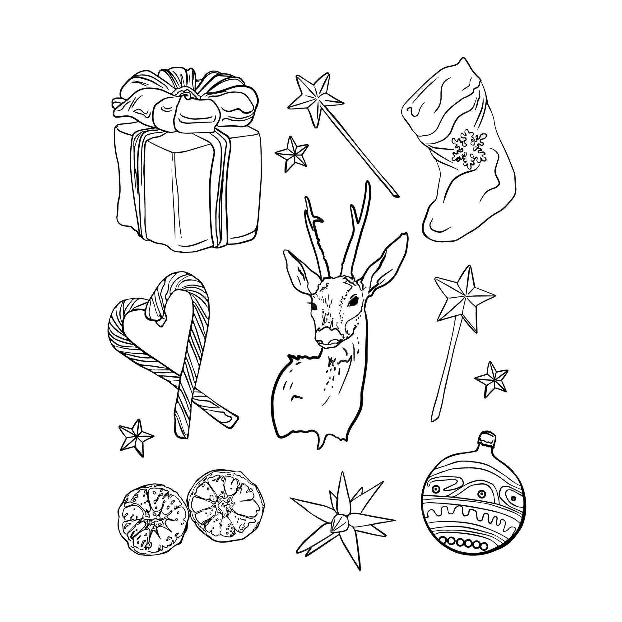 Drawings To Paint & Colour Christmas - Print Design 013