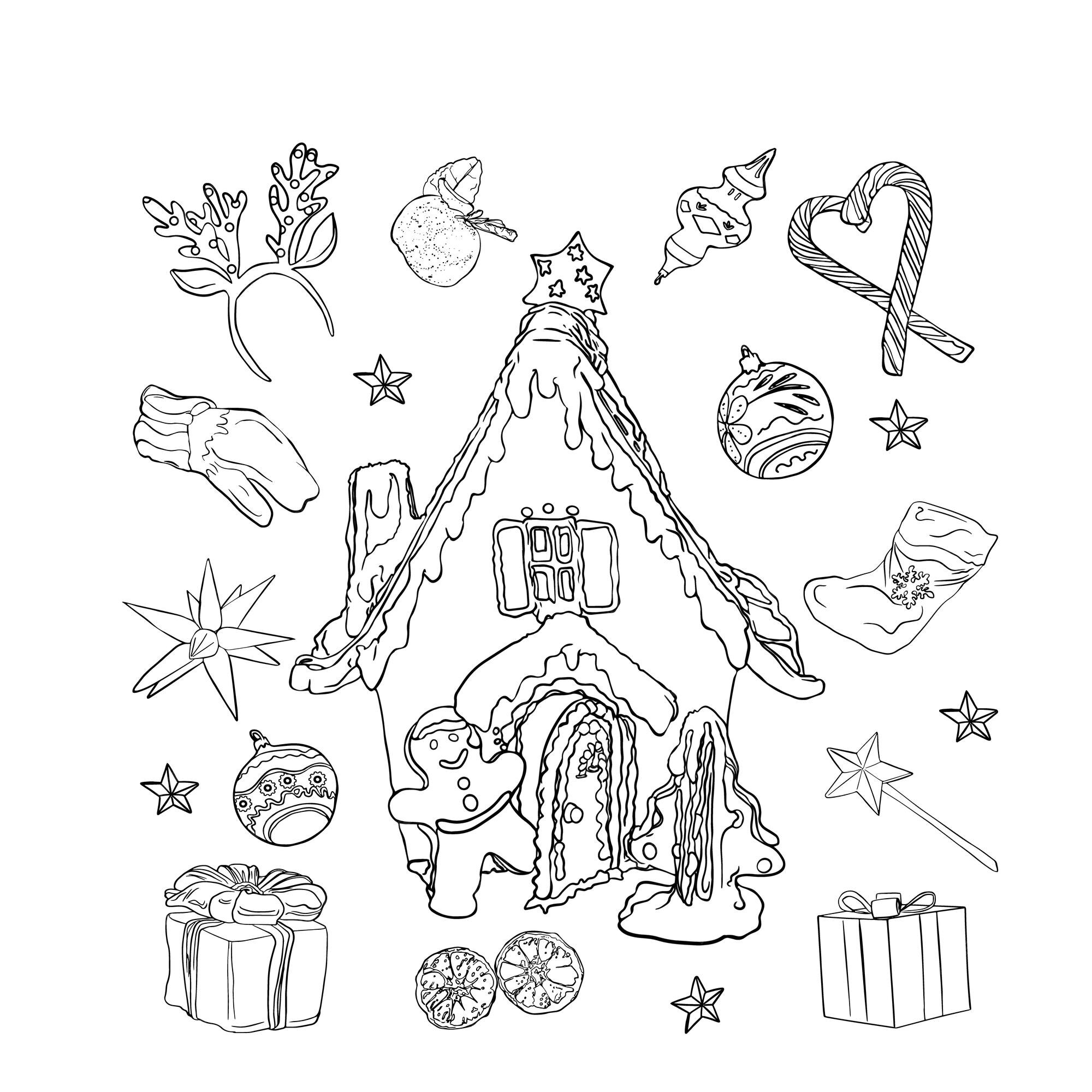 Drawings To Paint & Colour Christmas - Print Design 013