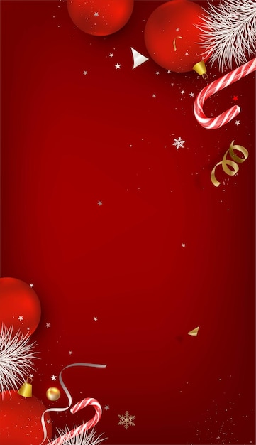 Christmas compositionNew Year red backgroundFlat lay