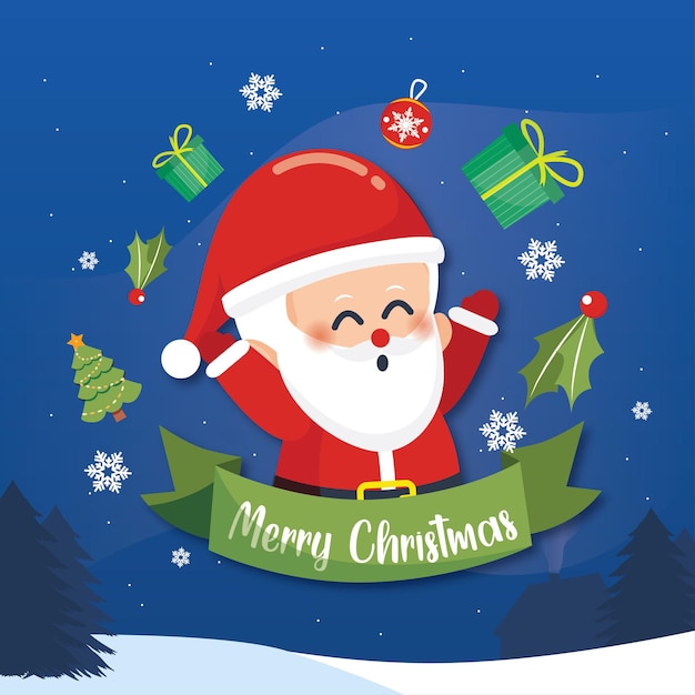 Christmas Concept Santa Claus in Flat Design