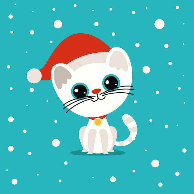 Christmas concept with cartoon cat