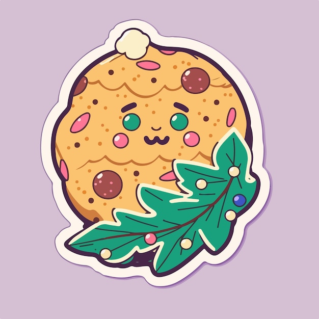 Vector christmas cookie cartoon sticker xmas cookies stickers decoration winter holidays