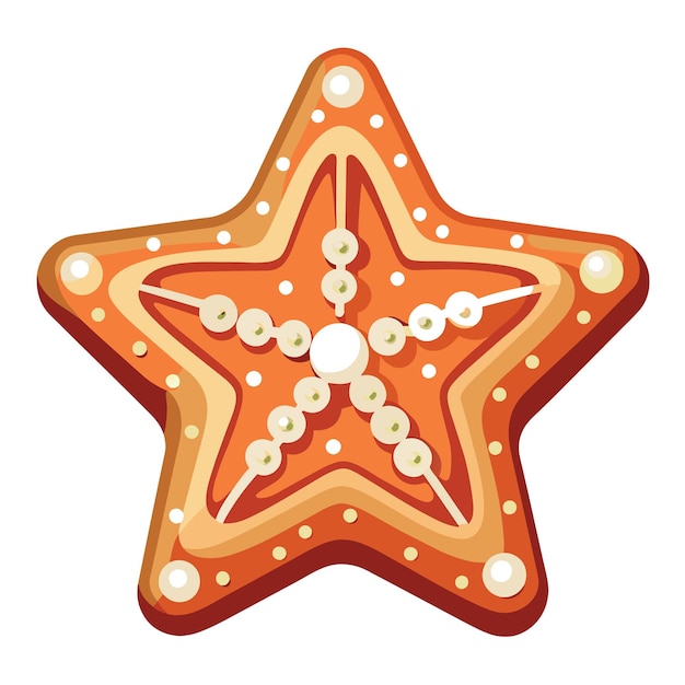 Vector christmas cookies gingerbread in shape of stars with frosting in a cartoon style