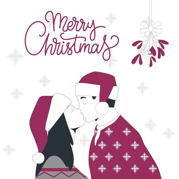 Vector christmas couple poster