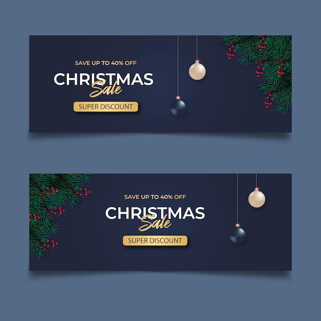 Christmas cover sale post with dark background pine branch red berries and christmas ball