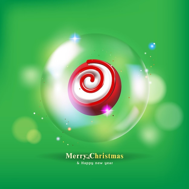 Christmas crystal ball gift toy in the glass orb christmas theme 3d realistic vector illustration