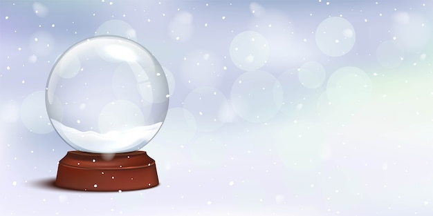 Christmas crystal snow globe with bokeh lights