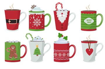 Premium Vector | Christmas cup. holiday hot coffee drinks mug ...