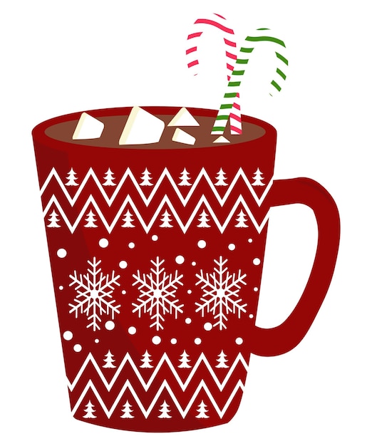 Christmas cup holiday hot coffee mug vector