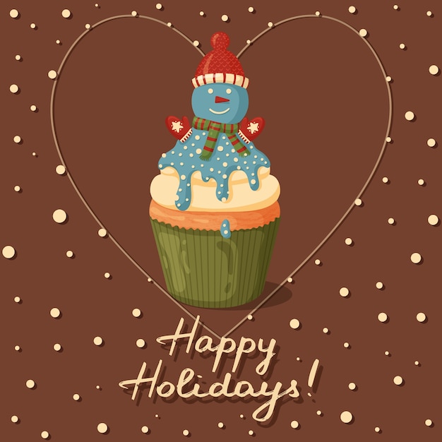 Christmas cupcake with cute snowman