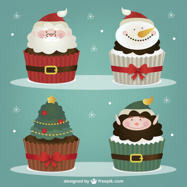 Christmas cupcakes characters collection