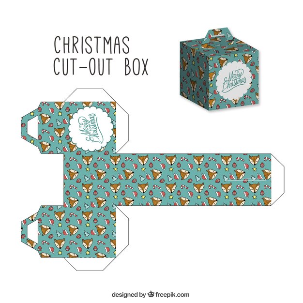 Christmas cut out box with lovely foxes