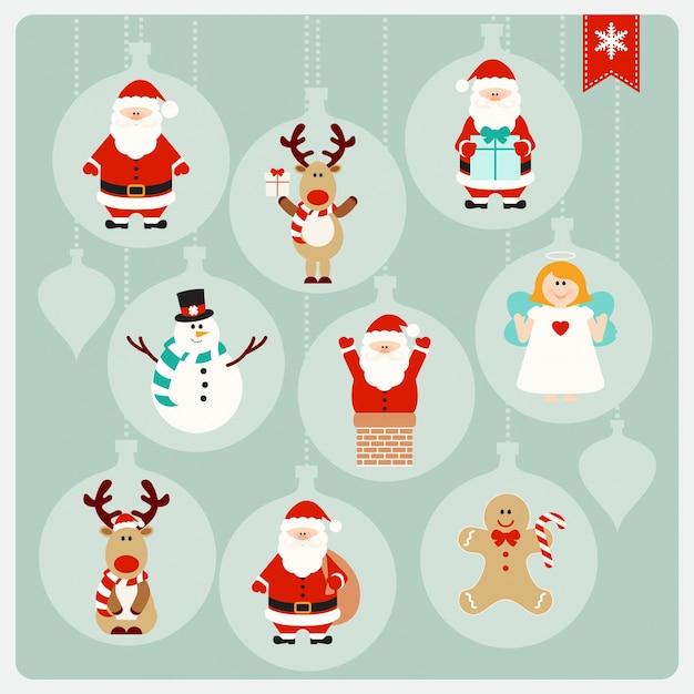 Christmas cute cartoon characters collection