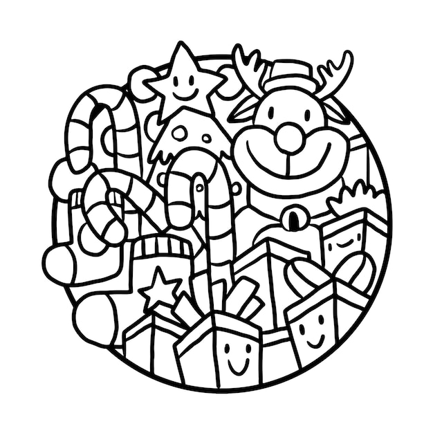 Christmas Cute Doodle Coloring page