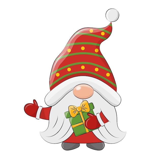 Vector christmas cute gnome on white background