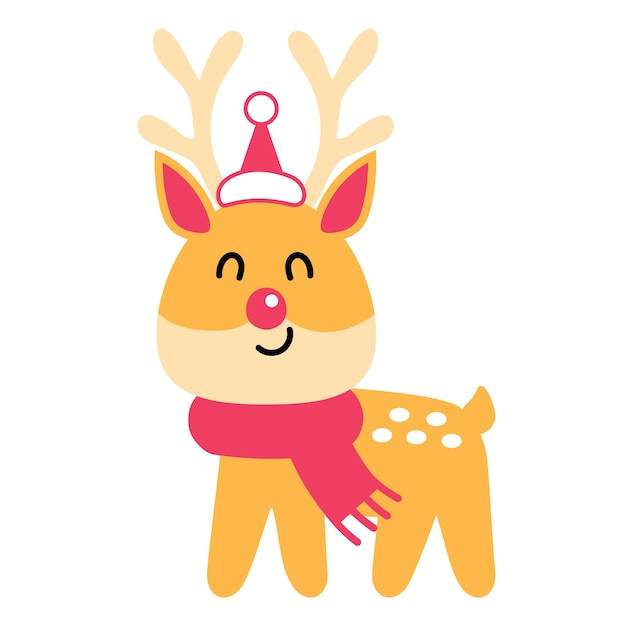 Christmas Cute reindeer animal icon vector image.