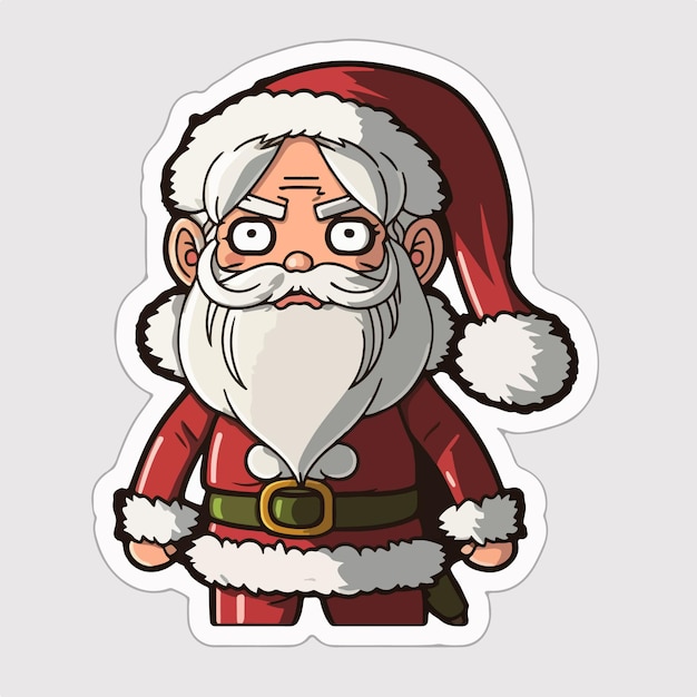 Christmas cute santa xmas angry Santa stickers elements Winter holidays