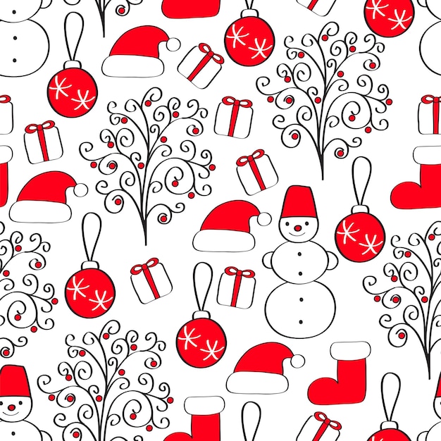 Vector christmas. cute seamless pattern on white background.