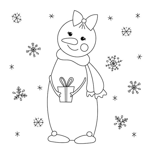 クリスマスのかわいい雪だるま落書きスタイル