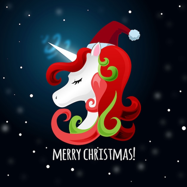 Vector christmas cute unicorn