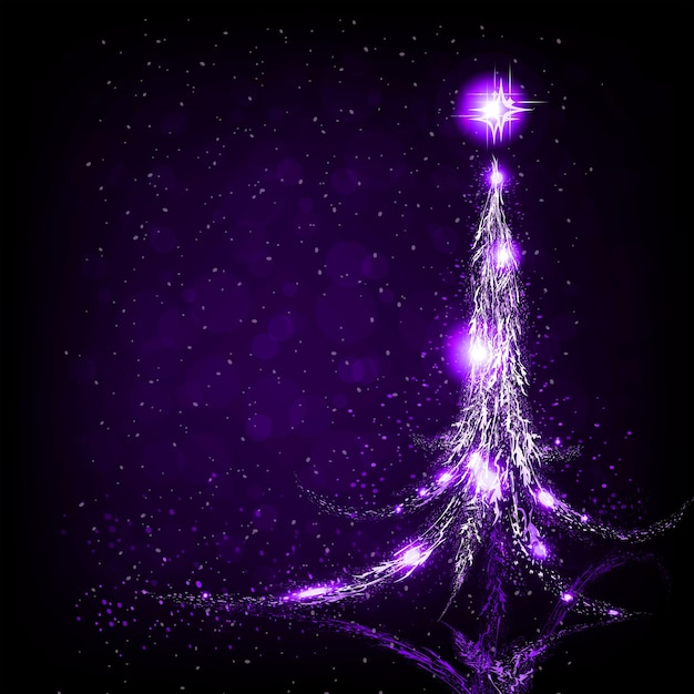 Рождественский темный дизайн с абстрактной елкой фиолетового оттенка