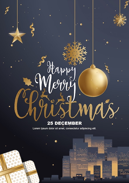 Christmas Dark &amp; ​​Golden Shade Background Design