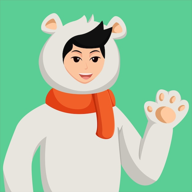 Christmas Day Costume Polar Bear Character Design Illustration