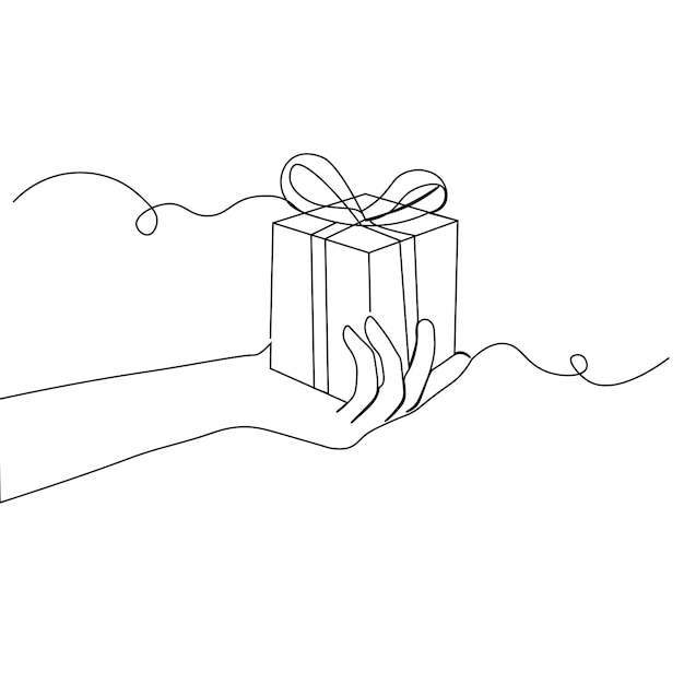 Vector christmas day elements line art continous one line