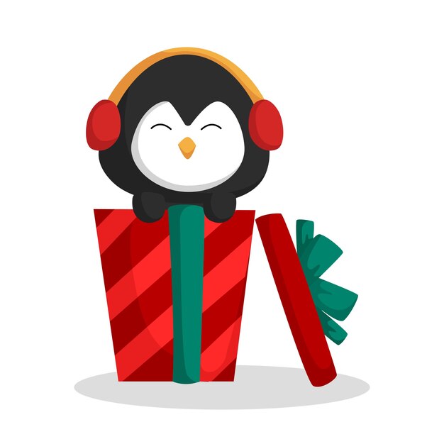 Christmas Day Penguin Character Design Illustration