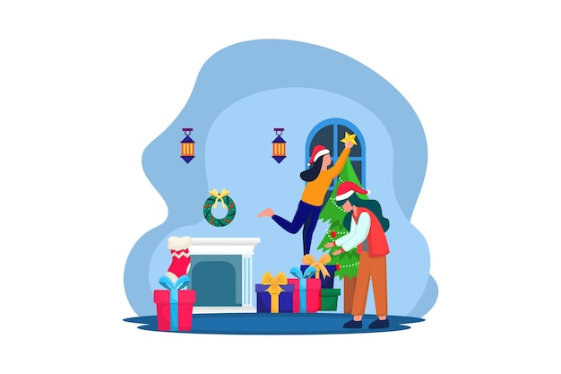 Vector christmas day preparation flat design