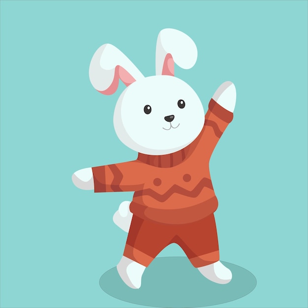 Christmas Day Rabbit Character Design Illustration