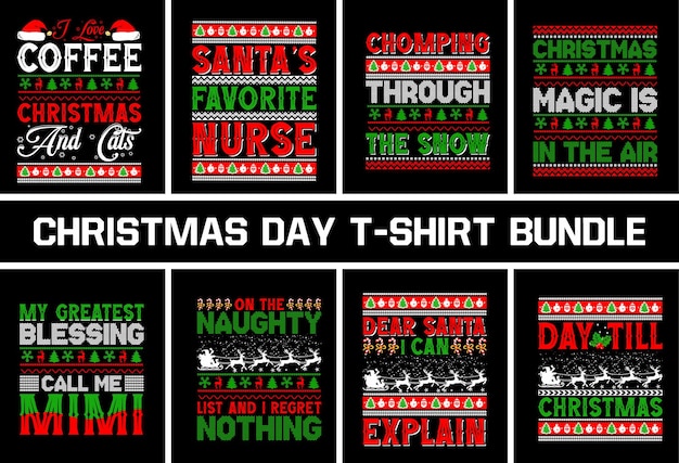 Christmas day t shirt design bundle