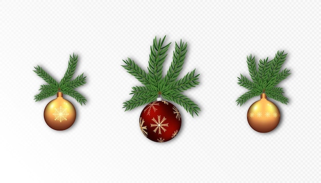 Vector christmas decor. balls on a branch. vector