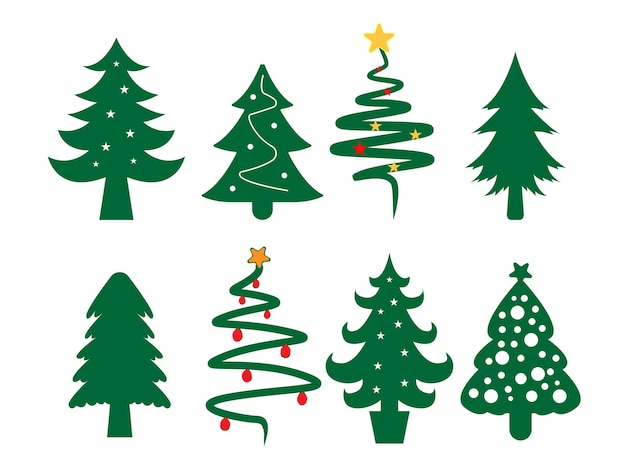 Vector christmas decorated tree design bundle