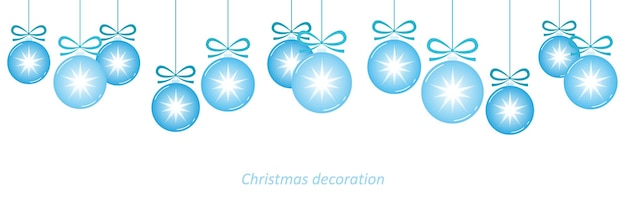 Christmas decoration of hanging blue glass balls