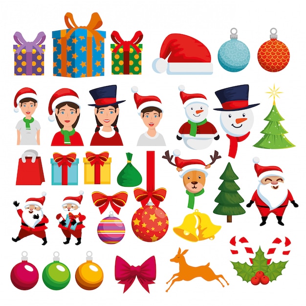 Christmas decoration set icons