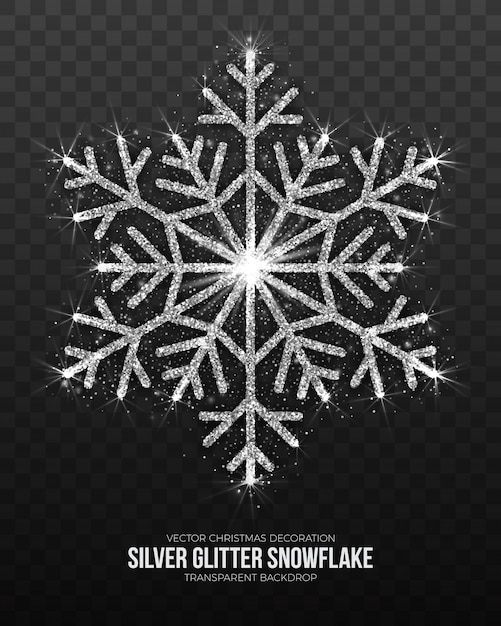 Vector christmas decoration silver snowflake transparent background