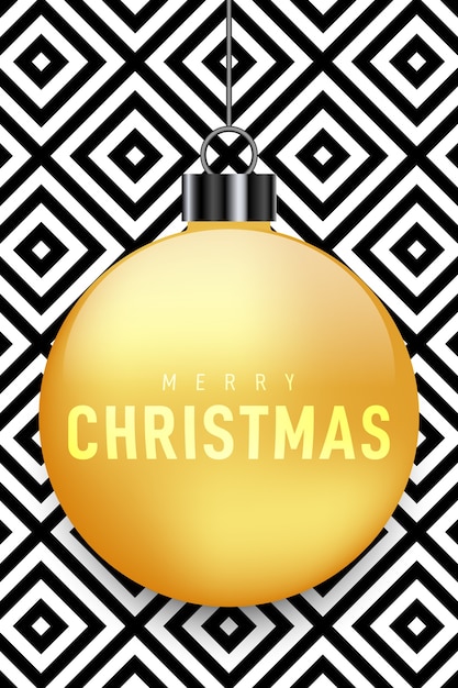 Christmas decoration with golden ball illustration