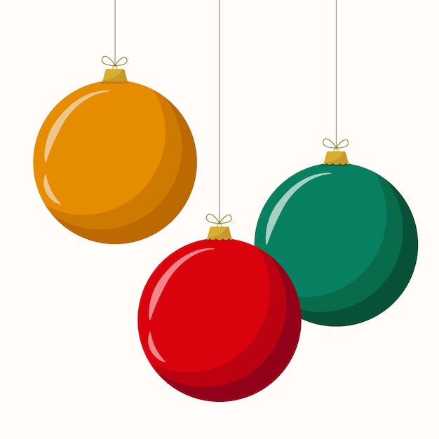 Christmas decorations in the form of balls. traditional new year's colors. vector flat illustration.