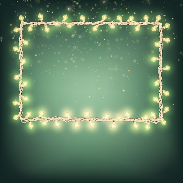 Vector christmas decorations with glowing garlands.