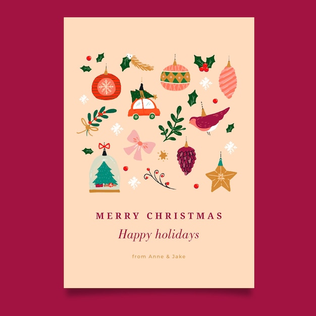 Vector christmas decorative elements greeting card happy holidays and merry christmas